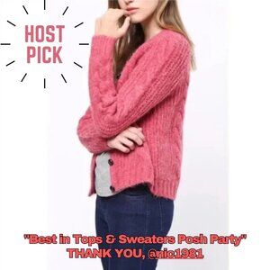 🎉 HP 🎉   Mo:vint New York Pink Cable Knit Cardigan